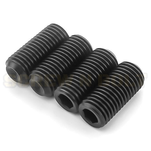 สกรู ตัวหนอน ขัน หกเหลี่ยม ปลายตัด เหล็กแข็ง 12.9 เกลียวหุน #8 #10 / Hex Socket Set Screw Cup Point Gr. 12.9