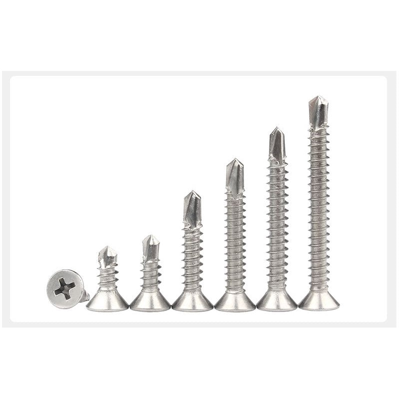 น็อต สกรู หัวเตเปอร์ แฉก F+ สแตนเลส 410 ปลายสว่าน #10 #12 / Flat Head Phillip Self Drilling Screw SUS410 #10 #12