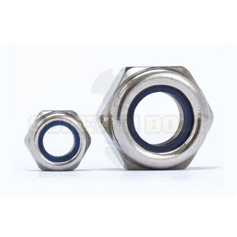หัวน็อต ตัวเมีย ล็อค ไนลอน สแตนเลส 304 เกลียวมิล หยาบ M14 M16 M18 / Hexagon Nylon Insert Lock Nut SUS304 M14 M16 M18