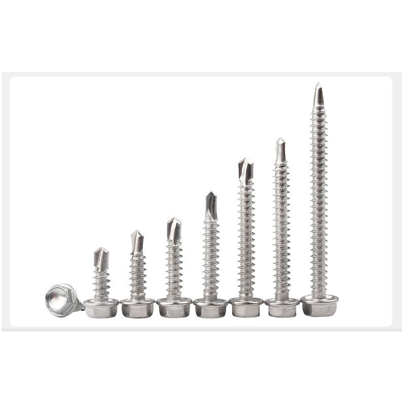 น็อต สกรู หัวหกเหลี่ยม สแตนเลส 410 ปลายสว่าน #8 #10 / Hexagon Washer Head Drilling Screw SUS410 #8 #10