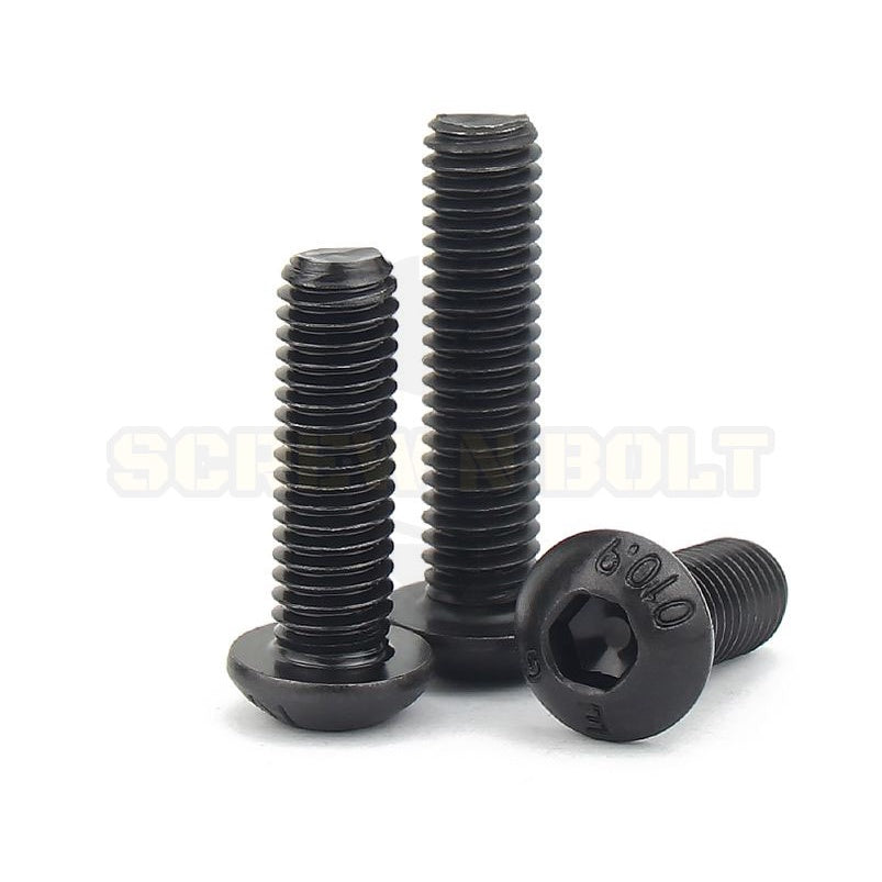 น็อต สกรู หัวจมกลม 6 เหลี่ยม เหล็กแข็ง 10.9 เกลียวหุน #4 #6 #8 #10 / Button Hex Socket Machine Screw Grade 10.9999