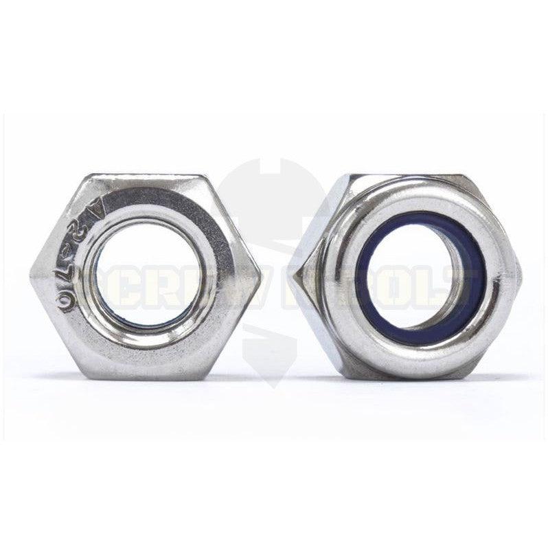 หัวน็อต ตัวเมีย ล็อค ไนลอน สแตนเลส 304 เกลียวมิล หยาบ M14 M16 M18 / Hexagon Nylon Insert Lock Nut SUS304 M14 M16 M18