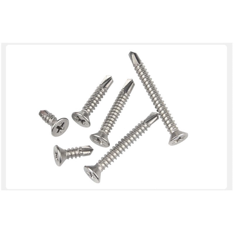 น็อต สกรู หัวเตเปอร์ แฉก F+ สแตนเลส 410 ปลายสว่าน #10 #12 / Flat Head Phillip Self Drilling Screw SUS410 #10 #12