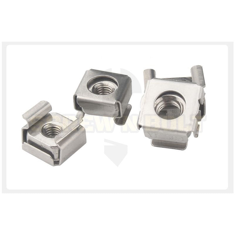หัวน็อต ตัวเมีย เคจนัท สำหรับแผ่นบอร์ด สแตนเลส 304 เกลียวมิล หยาบ M4 M5 M6 M8 / Cage Nut, SUS304