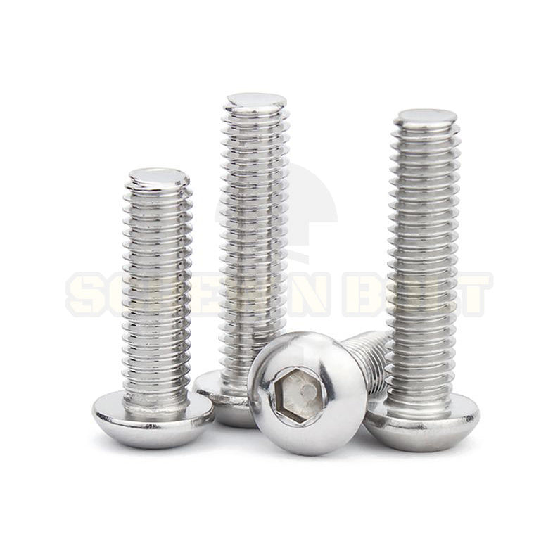 น็อต สกรู หัวจมกลม สแตนเลส 304 เกลียวหุน หยาบ #10 / Button Head Hex Socket UNC Machine Screw SUS304