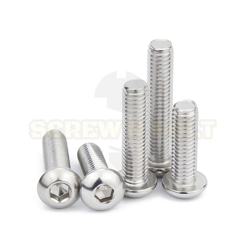 น็อต สกรู หัวจมกลม สแตนเลส 304 เกลียวหุน หยาบ #10 / Button Head Hex Socket UNC Machine Screw SUS304