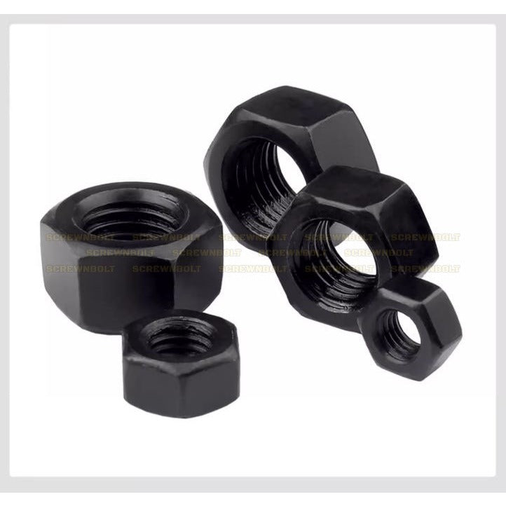 หัวน็อต ตัวเมีย หกเหลี่ยม เหล็กแข็ง 8.8 รมดำ เกลียวมิล หยาบ M20 - M36 / 8.8 Grade Hexagon Nut Black Oxide