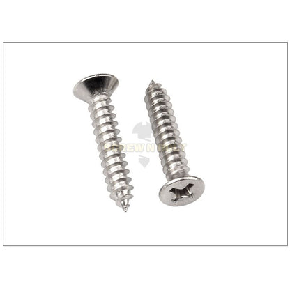 น็อต สกรู หัวเตเปอร์ หัวเรียบ แฉก F+ สแตนเลส 304 เกลียวปล่อย ปลายแหลม #10 / Flat Head Phillip Tapping Screw SUS304 #10