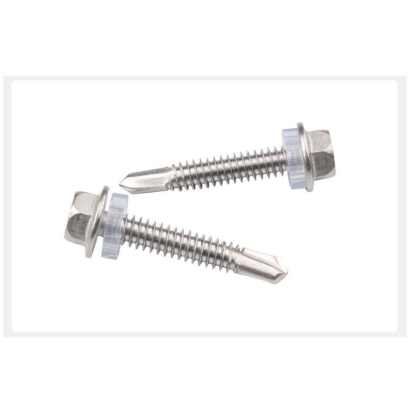 น็อต สกรู ยิงหลังคา+แหวนกันซึม สแตนเลส 410 ปลายสว่าน #12 #14 / Hexagon Washer Drilling Screw (Roofing) SUS410 #12 #14