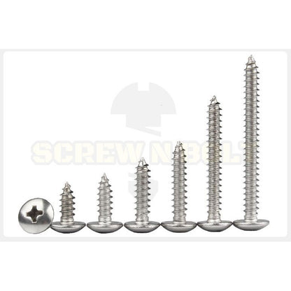 น็อต สกรู หัวร่ม หัวกระทะ แฉก T+ สแตนเลส 304 เกลียวปล่อย M5 / Truss an Head Phillip Tapping Screw SUS304 M5
