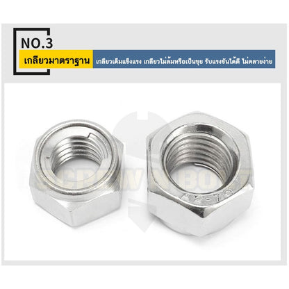 หัวน็อต ตัวเมีย ยูล็อคนัท กันคลาย ทนความร้อน สแตนเลส 304 เกลียวมิล หยาบ M10 M12 M14 M16 M18 / U-Lock Nut, SUS304