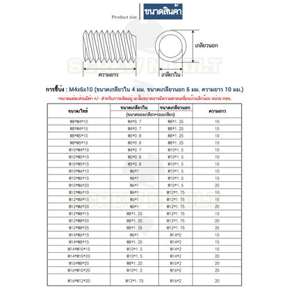 ปลอกสวมเกลียว แปลงเกลียว ปรับขนาดเกลียว ตัวผู้ สแตนเลส 304 เกลียวมิล หยาบ M2.5 M3 M4 M5 M6 / Screw Thread Adapter SUS304
