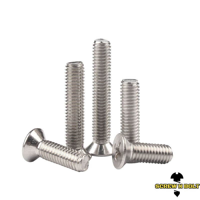 น็อต สกรู หัวเตเปอร์ แฉก F+ สแตนเลส 304 เกลียวมิล หยาบ M2.5 / Flat Head Phillip Machine Screw SUS304 M2.5