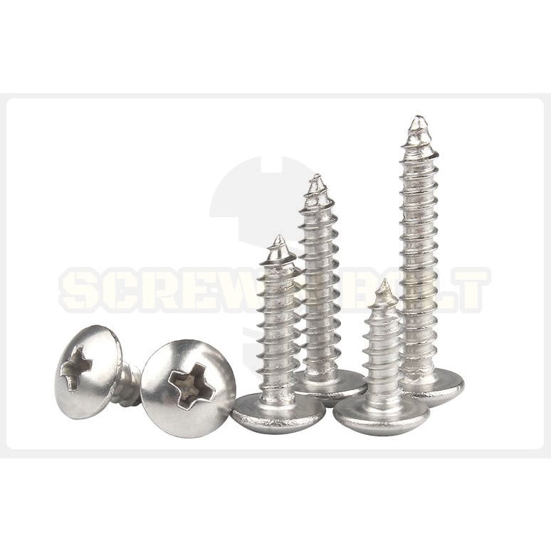 น็อต สกรู หัวร่ม หัวกระทะ แฉก T+ สแตนเลส 304 เกลียวปล่อย M3.5 / Truss an Head Phillip Tapping Screw SUS304 M3.5