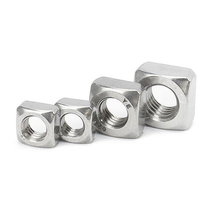 หัวน็อต ตัวเมีย สี่เหลี่ยม 4 เหลี่ยม สแตนเลส 304 เกลียวมิล หยาบ M3 M4 M5 / Square Nut Stainless Steel SUS304 M3 M4 M5