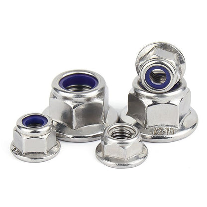 หัวน็อต ตัวเมีย ล็อค ไนลอน ติดแหวน สแตนเลส 304 เกลียวมิล หยาบ M3 M4 M5 M6 / Flange Nylon Insert Lock Nut SUS M3 M4 M5 M6