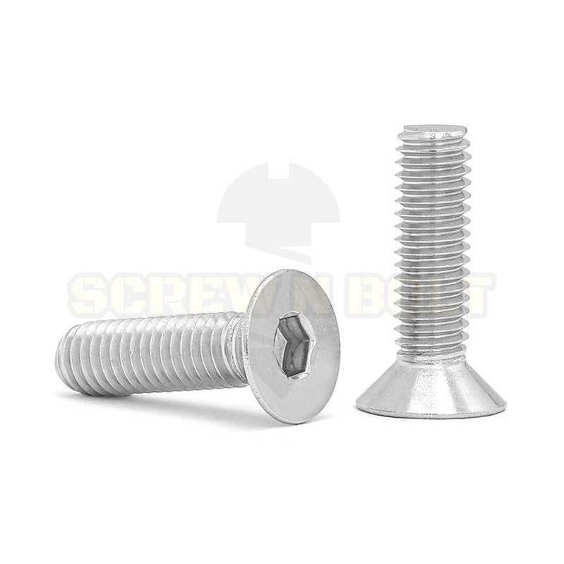 น็อต สกรู หัวจม เตเปอร์ สแตนเลส 304 เกลียวมิล หยาบ M8 / Flat Head Hexagon Socket Machine Screw SUS304 M8