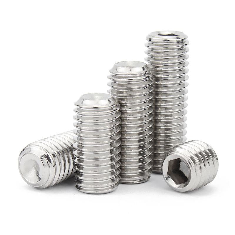 สกรู ตัวหนอน หกเหลี่ยม ปลายตัด สแตนเลส 304 เกลียวมิล หยาบ M8 / Hex Socket Set Screw w/ Cup Point M8
