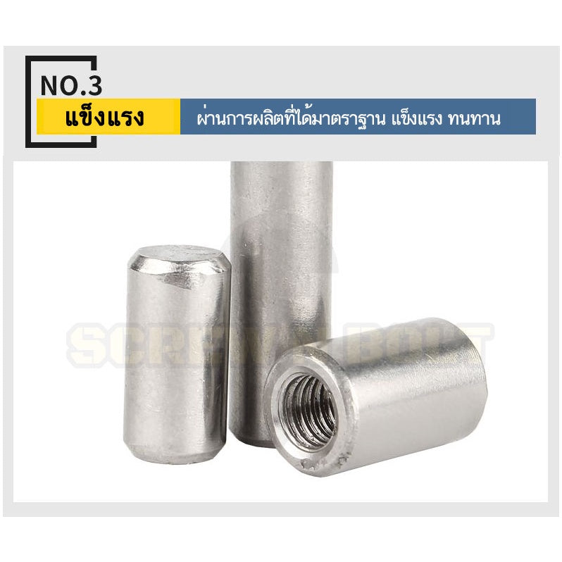 หมุดพิน ปิ๊น สลัก แกนเดือย สแตนเลส 304 เกลียวใน dia. 4 5 6 mm. / Internal Threaded Dowel Pins SUS304 dia. 4 5 6 mm.
