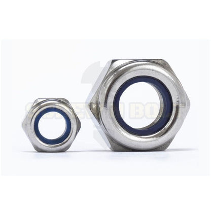 หัวน็อต ตัวเมีย ล็อค ไนลอน สแตนเลส 304 เกลียวมิล หยาบ M8 M10 M12 / Hexagon Nylon Insert Lock Nut SUS304 M8 M10 M12