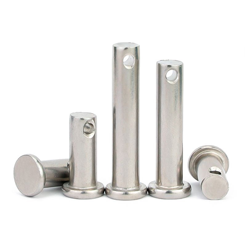 หมุดพิน ปิ๊น สลัก หัวกลมแบน สแตนเลส 304 แถมปิ้นเสียบ M6 M8 / Clevis Pin w/ Cotter Pin SUS304 M6 M8
