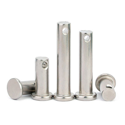 หมุดพิน ปิ๊น สลัก หัวกลมแบน สแตนเลส 304 แถมปิ้นเสียบ M6 M8 / Clevis Pin w/ Cotter Pin SUS304 M6 M8