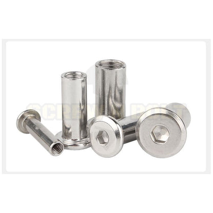 สกรูตัวเมีย เกลียวใน หัวจม กลมแบน งานเฟอร์ สแตนเลส 304 เกลียวมิล หยาบ M6 M8 M10 / Round Flat Socket Insert Nut SUS304