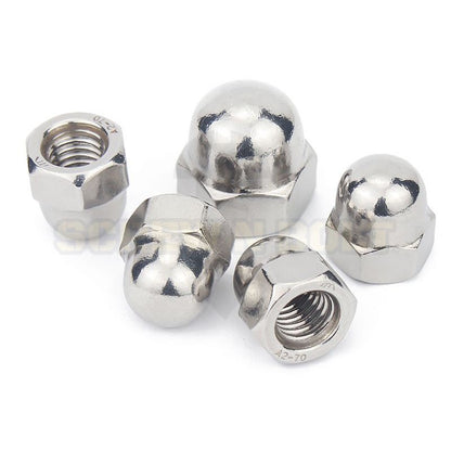 หัวน็อต ตัวเมีย หมวก สแตนเลส 304 เกลียวมิล หยาบ M12 M14 M16 / Hexagon Domed Cap Nut SUS304 M12 M14 M16