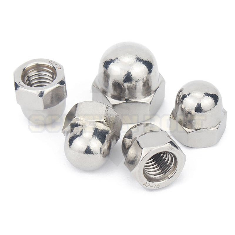หัวน็อต ตัวเมีย หมวก สแตนเลส 304 เกลียวมิล หยาบ M6 M8 M10 / Hexagon Domed Cap Nut SUS304 M6 M8 M10