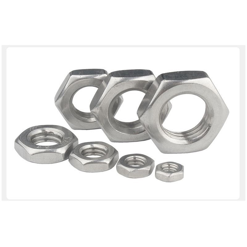 หัวน็อต ตัวเมีย ขอบบาง ตัวบาง สแตนเลส 304 เกลียวมิล หยาบ M8 M10 M12 / Thin Hexagon Nut Stainless Steel SUS304 M8 M10 M12