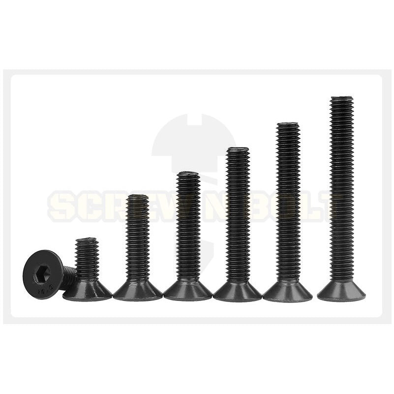 น็อต สกรู หัวจม เตเปอร์ เหล็กแข็ง 10.9 เกลียวหุน 1/8 5/32 3/16 / Flat Head Hex Socket Machine Screw Grade 10.9