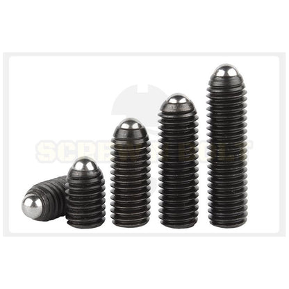 สกรู ตัวหนอน ปลายลูกปืน บอลสปริง หัวกดสปริง เหล็กแข็ง 12.9 เกลียวมิล M16 / Ball Spring Plunger Grade 12.9