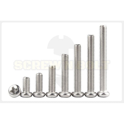 น็อต สกรู หัวกลม หัวแพน แฉก P+ สแตนเลส 304 เกลียวมิล หยาบ M8 / Pan Head Phillip Machine Screw SUS304 M8