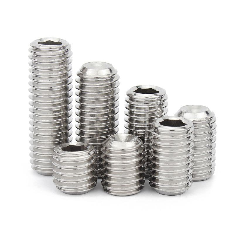 สกรู ตัวหนอน หกเหลี่ยม ปลายตัด สแตนเลส 304 เกลียวมิล หยาบ M3 M3.5 / Hex Socket Set Screw w/ Cup Point M3 M3.5