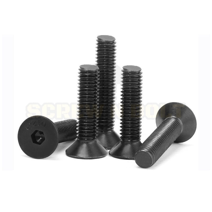 น็อต สกรู หัวจม เตเปอร์ 6 เหลี่ยม เหล็กแข็ง 12.9 เกลียวมิล หยาบ M4 M5 M6 / Flat Head Hex Socket Machine Screw Grade 12.9