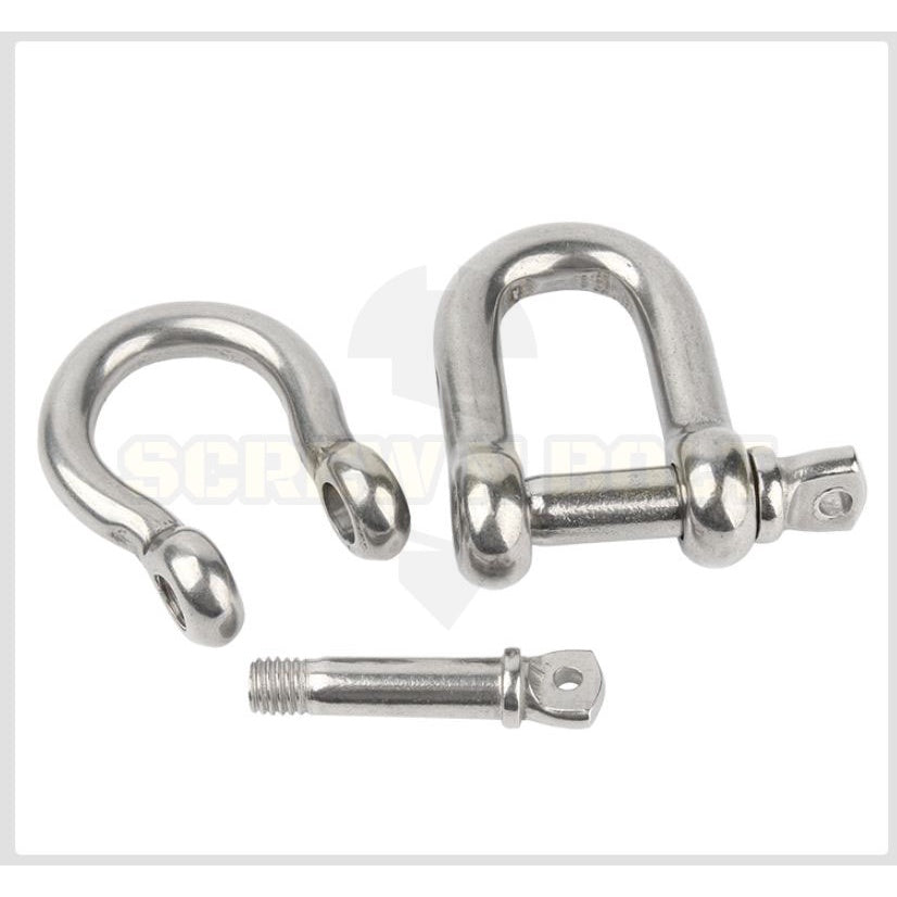 สเก็น สะเก็น ตัวยู U ตัวดี D พร้อมพินสกรู สแตนเลส 304 - 9/16 5/8 11/16 3/4 / Chain U/D Shackle, SUS304