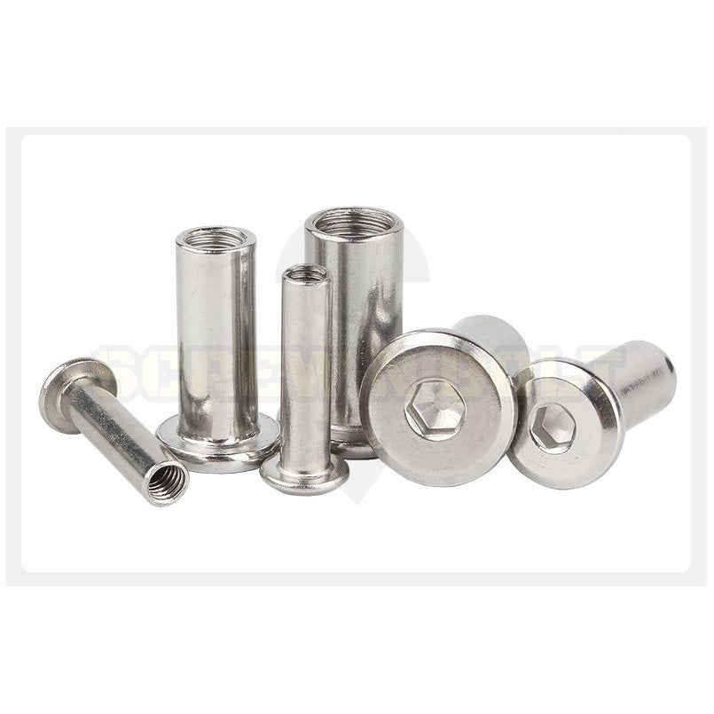 สกรูตัวเมีย เกลียวใน หัวจม กลมแบน งานเฟอร์ สแตนเลส 304 เกลียวมิล หยาบ M3 M4 M5 / Round Flat Socket Insert Nut SUS304
