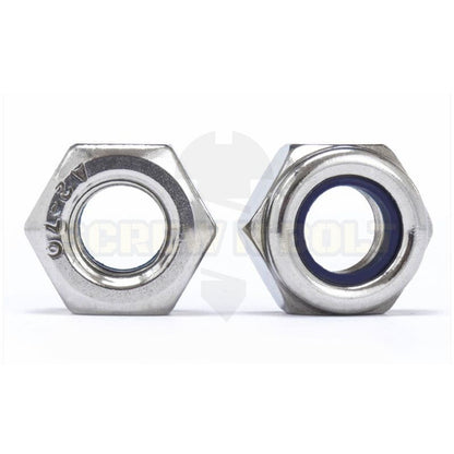 หัวน็อต ตัวเมีย ล็อค ไนลอน สแตนเลส 304 เกลียวมิล หยาบ M8 M10 M12 / Hexagon Nylon Insert Lock Nut SUS304 M8 M10 M12