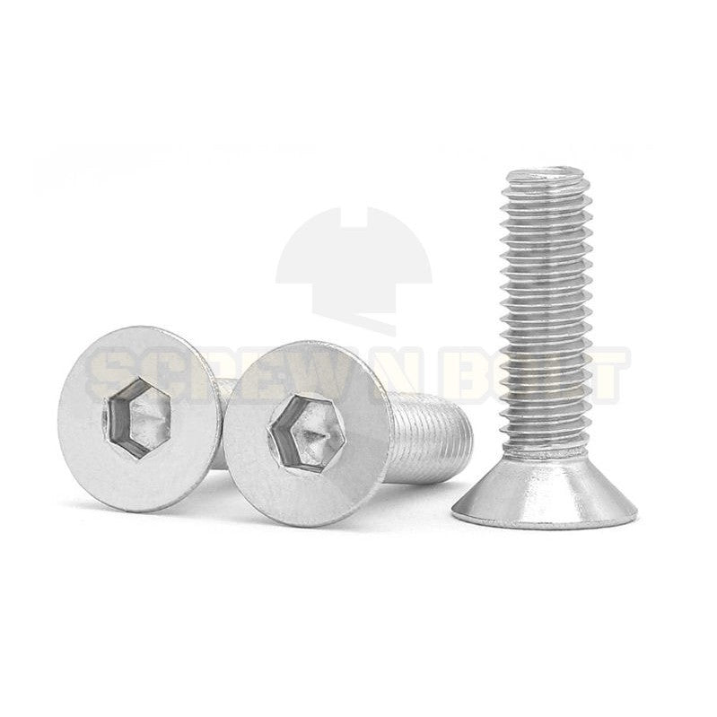 น็อต สกรู หัวจม เตเปอร์ สแตนเลส 304 เกลียวมิล หยาบ M10 / Flat Head Hexagon Socket Machine Screw SUS304 M10
