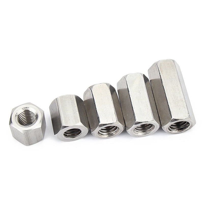 ข้อต่อสตัด หัวน็อต ตัวเมีย ยาว สแตนเลส 304 เกลียวมิล หยาบ M20 / Hex Connector Coupling Nut SUS304 M20
