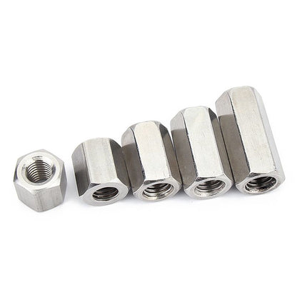 ข้อต่อสตัด หัวน็อต ตัวเมีย ยาว สแตนเลส 304 เกลียวมิล หยาบ M20 / Hex Connector Coupling Nut SUS304 M20