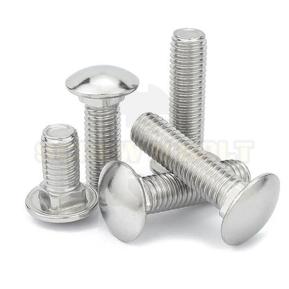 สกรู น็อต หัวกลม คอเหลี่ยม สแตนเลส 304 เกลียวมิล หยาบ M4 M5 M6 / Cup Head Square Neck Bolt, SUS304