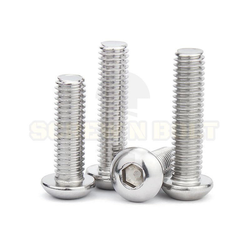 น็อต สกรู หัวจมกลม สแตนเลส 304 เกลียวมิล หยาบ M10 / Button Head Hexagon Socket Machine Screw SUS304 M10
