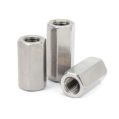 ข้อต่อสตัด หัวน็อต ตัวเมีย ยาว สแตนเลส 304 เกลียวมิล หยาบ M12 M16 / Hex Connector Coupling Nut SUS304 M12 M16