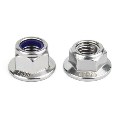 หัวน็อต ตัวเมีย ล็อค ไนลอน ติดแหวน สแตนเลส 304 เกลียวมิล หยาบ M8 M10 M12 / Flange Nylon Insert Lock Nut SUS M8 M10 M12