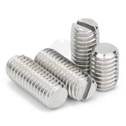 สกรู ตัวหนอน ผ่าหัว ปลายตัด สแตนเลส 304 เกลียวมิล หยาบ M5 M6 M8 M10 / Slotted Set Screw w/ Cup Point SUS304