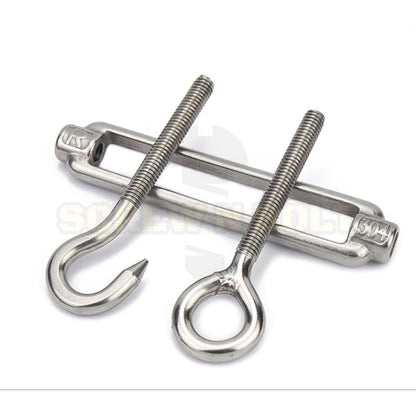เกลียวเร่ง ยึด-ปรับระดับ สลิง โซ่ แบบ ตะขอ-ห่วง สแตนเลส 304 - 3/8 1/2 9/16 5/8 / Turnbuckle Hook-Eye, SUS304