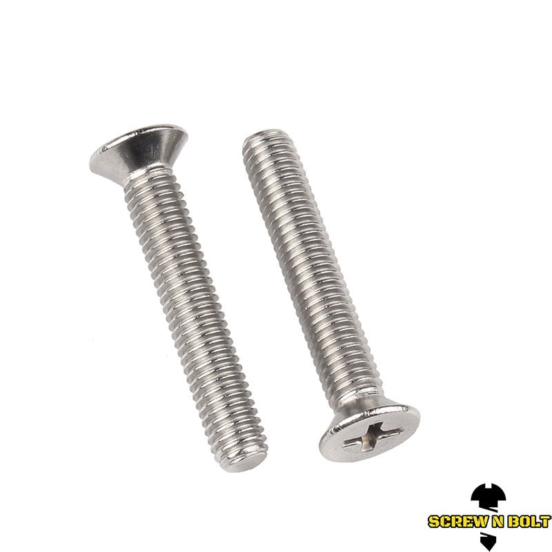 น็อต สกรู หัวเตเปอร์ แฉก F+ สแตนเลส 304 เกลียวมิล หยาบ M2 / Flat Head Phillip Machine Screw SUS304 M2