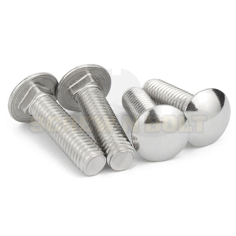 สกรู น็อต หัวกลม คอเหลี่ยม สแตนเลส 304 เกลียวมิล หยาบ M4 M5 M6 / Cup Head Square Neck Bolt, SUS304