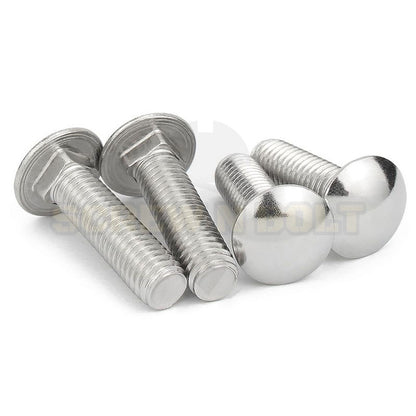 สกรู น็อต หัวกลม คอเหลี่ยม สแตนเลส 304 เกลียวมิล หยาบ M4 M5 M6 / Cup Head Square Neck Bolt, SUS304